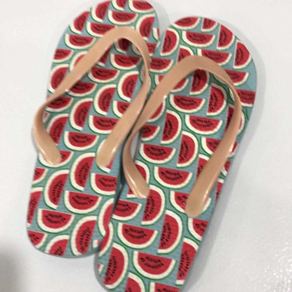 Fruit (Watermelon) Motif Tan Flip-Flops